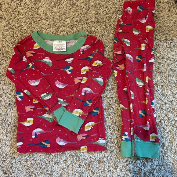 Hanna Andersson Red Bird Christmas Cotton Pajamas Size 3 90cm - Picture 1 of 3